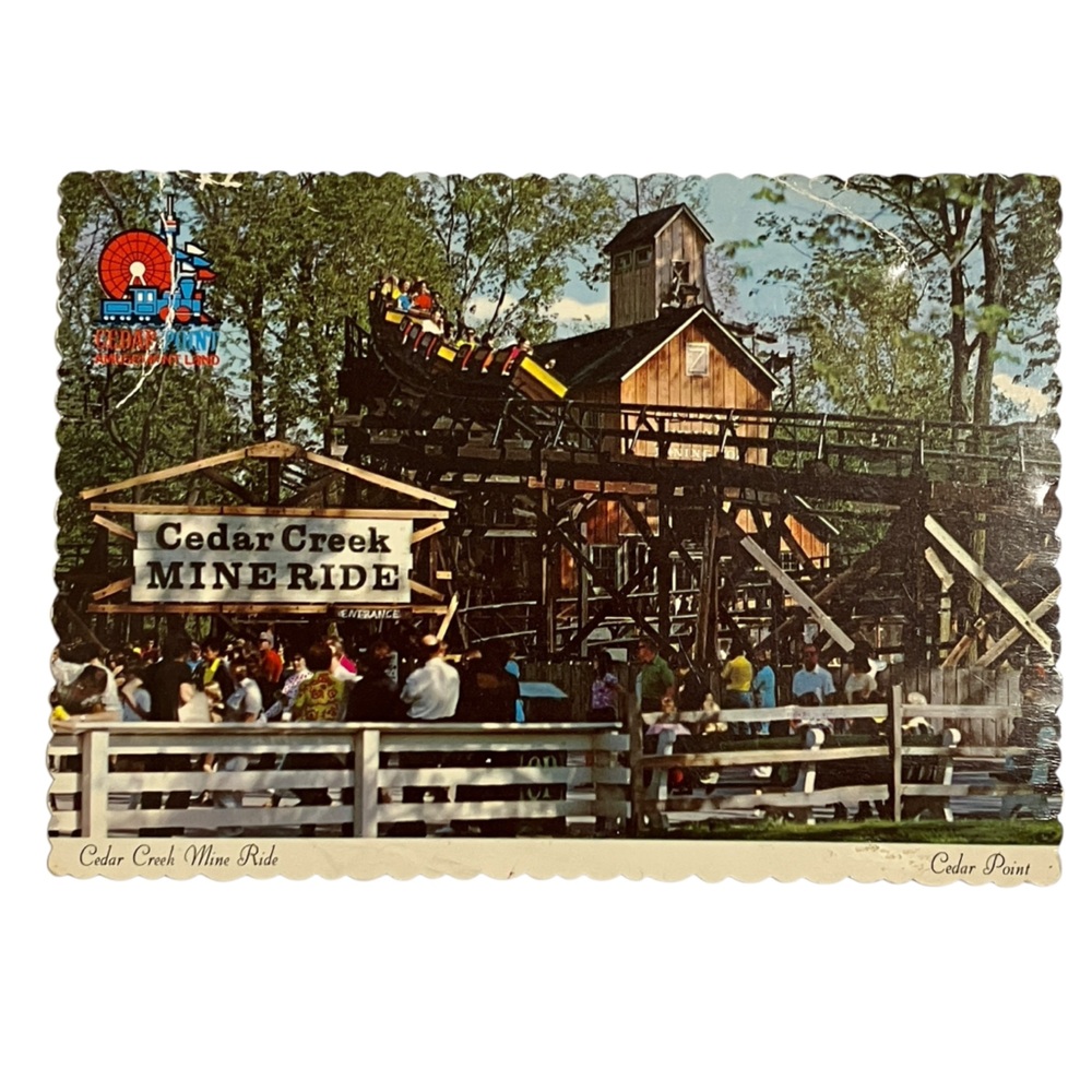Cedar Point Cedar Creek Mine Ride Rollercoaster Vintage Postcard Sandusky Ohio